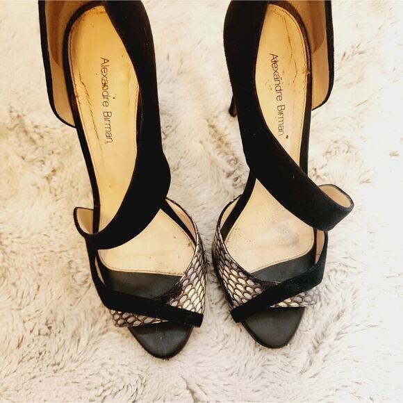 ALEXANDRE BIRMAN BLAC SUEDE ANIMAL PRINT STRAPPY HEEL SIZE 37 6.5/7 - Picture 2 of 9